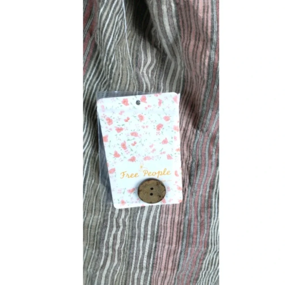 NWT Free People High Tides Pink Sands Top Women's Size Small Button Down Striped